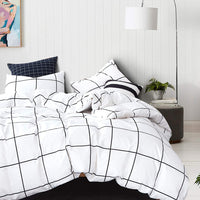 1 x RAW Customer Returns Lanqinglv Double Duvet Cover 135x200 Scottish Tartan Pattern, Black and White Checkered 2-Piece Bedding Set in Microfibre, Duvet Cover and Pillowcase Set 50x80cm with Zipper - RRP €18.58