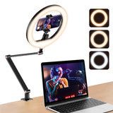 1 x RAW Customer Returns 10 Ring Light for Desk with Stand and Phone Holder, Overhead Tripod Ring Light, Video Conference Light with Adjustable Desk Arm Stand for YouTube,TikTok, Work for Phone, Webcam - RRP €45.28