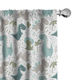 1 x RAW Customer Returns ABAKUHAUS Childish Curtains, Drapes, Smiling Baby Dinosaur, Window Treatments for Living Room Bedroom Decor, 2 Panels 30 w x 88 h, White Seafoam Light Gray - RRP €25.49