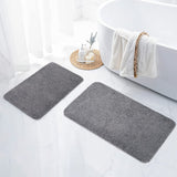 1 x RAW Customer Returns Homaxy Bathroom Rug Set 2 Pieces Bath Mat Non-Slip Washable Soft Deep Pile Bath Rug Fluffy Microfiber Bath Mat Set 41 x 61 cm 51 x 76 cm, Grey - RRP €35.99