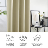 1 x RAW Customer Returns Deconovo Opaque Curtains with Cold Protection Curtain Opaque Cold Protection Curtain Opaque, 183 x 132 cm Height x Width , Beige, Set of 2 - RRP €28.49