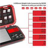 1 x RAW Customer Returns UNIWEIGH digital kitchen scales 1000g 0.1g, fine scales, pocket scales, precision scales, gram scales, small scales, letter scales, mini scales for coins, weeds battery included - red - RRP €18.99