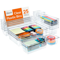 1 x RAW Customer Returns Lifewit 25 pieces drawer organizer with 4 sizes, dressing table organization system, clear plastic makeup bathroom drawer box, desk trays for kitchens, jewelry, bedroom, office - RRP €23.18