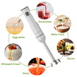 1 x RAW Customer Returns POYOCOM Cordless Hand Blender, Cordless Stick Blender with TYPE-C Cable, 500ml Chopper, 600ml Jar, Whisk, for Smoothies, Baby Food and Soup, White - RRP €69.99