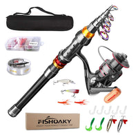 1 x RAW Customer Returns FISHOAKY Fishing Rod and Reel, Carbon Fiber Telescopic Fishing Baits Fishing Reel Fishing Bag Fishing Accessories for Saltwater Freshwater and Kids and Adults 2.4  - RRP €42.35