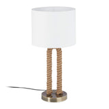 1 x RAW Customer Returns Relaxdays table lamp rope, round lampshade, maritime rope lamp, E27, bedside lamp, HxD 52 x 25 cm, white brown - RRP €35.24