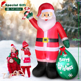 1 x RAW Customer Returns 8FT Inflatable Santa Claus with LED Light, IP44 Waterproof Giant Santa with Crutches and Gift Box, Indoor and Outdoor Light-Up Decoration for Gardens, Lawns and Yards - RRP €89.99