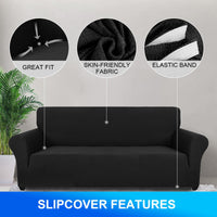 1 x RAW Customer Returns CYCMACO 3 Seater Sofa Cover with Armrests, Non-Slip Stretch Sofa Cover, Modern Universal Scratch-Resistant Sofa Cover, Stain-Resistant Sofa Cover, Machine Washable, Black - RRP €35.99