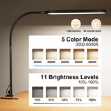 1 x RAW Customer Returns SKYLEO Desk Lamp LED Dimmable - 85cm Desk Lamp - Touch Control - 5 Color Modes X 11 Brightness Levels - 1300LM 112 Pcs Lamp Beads - Timmer Memory - 12W Office Lamp Desk - Black - RRP €34.79