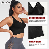 1 x RAW Customer Returns Vertvie Women s Sports Bra Strong Support with Padding Bustier Padded Without Underwire Fitness Bra Gym Push Up Yoga Sports Bra Top Sports Bra Cross Straps 1pc Black, L  - RRP €19.15