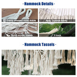 1 x RAW Customer Returns Anyoo Hammock Outdoor Tassels Hammock with Tree Straps, Comfortable and Breathable Cotton Hammock with Carrying Bag for Patio Balcony Yard Garden White - RRP €46.03