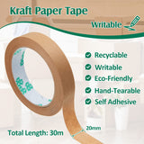 1 x RAW Customer Returns Zonon 2 Rolls 2 cm x 30 M Kraft Paper Tape Self-Adhesive Packaging Paper Tape Brown Carton Sealing Tape for Packaging Boxes, Shipping Boxes and Carton Sealing - RRP €26.4