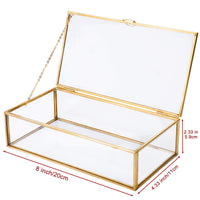 1 x RAW Customer Returns Homtone 33x23x14 cm Golden Vintage Glass Box Terrarium Retro Jewelry Box Transparent Glass Jewelry Storage Organizer for Wedding Birthday Party Decor Extra Large Plus  - RRP €41.14