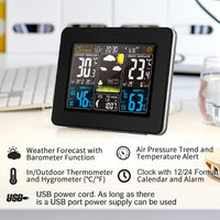 1 x RAW Customer Returns ONEVER Wireless Weather Station Digital Color Forecast Weather Station Black Type B  - RRP €26.4