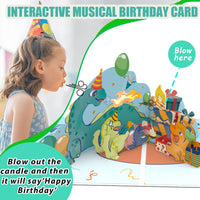 1 x RAW Customer Returns Birthday card with music, dino birthday card music for young children, 3D pop up birthday card children with LED candle for boy 1 year, 2 years, 3 years, 4 years, 5 years, 6 years, 7 years, 8 years - RRP €15.99