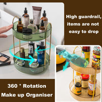 1 x RAW Customer Returns Lighterday Make Up Organizer 360 Rotatable Dressing Table Organizer Cosmetic Organizer for Cosmetics Skincare Perfume, Makeup Organizers for Dressing Table Bathroom Bedroom 2 Layers Green  - RRP €21.01