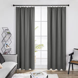 1 x RAW Customer Returns Deconovo blackout curtains, thermal curtains with ruffle tape, opaque thermal curtain, thermal curtain against cold, thermal curtain, heat protection, 290 x 140 cm height x width , light grey, set of 2 - RRP €44.62