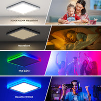 1 x RAW Customer Returns Matane LED ceiling light RGB dimmable, 24W ceiling lamp with remote control, panel ceiling colored 3000K-6500K for living room, bedroom, children s room, kitchen, bathroom, dining room, ultra-thin, flat, square 32 cm - RRP €38.99