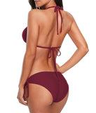 1 x RAW Customer Returns Durio Bikini Women s Push Up Sexy 2-Piece Bikini Set with Triangle Bikini Bottoms Wide Body Adjustable Wine Red EU 36 Manufacturer Size S  - RRP €31.25