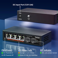 1 x RAW Customer Returns Port 2.5G Umanaged Ethernet Switch, 4 Port 2.5G Base-T, 2 Port 10G SFP, Compatible 100 1000 2500M, Fanless Metal, YuanLey 2.5Gbe Desktop Wall Network Switch for Wireless AP, NAS, PC - RRP €56.62