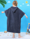 1 x RAW Customer Returns TOMEEK Towel Poncho with Hood for Children Soft Beach Poncho Teenager Surf Poncho Bath Poncho Beach Towel Bathrobe with Pocket Ideal for Holidays, Swimming, Surfing, Beach, Bath Gray  - RRP €24.98