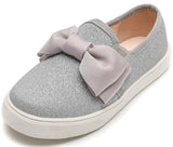 1 x Brand New PPXID Girls Loafers Comfortable Sneakers Glitter Mary Jane Shoes,Silver,28 EU - RRP €28.22