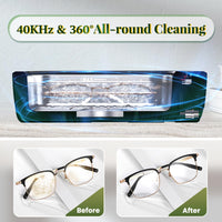 1 x RAW Customer Returns Ultrasonic Glasses Cleaner, 300ml Glasses Cleaning Device with 4 Mode Settings 40KHz, Professional Ultrasonic Cleaner for Jewelry, Glasses, Watches, Rings, Necklaces, Razors, Green - RRP €37.99