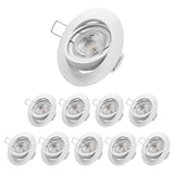 1 x RAW Customer Returns EDISHINE LED Spots Dimmable 10-pack, LED recessed spotlights GU10 230V, 3000K warm white recessed lights, 68mm, swiveling spots ceiling light, 350LM, energy saving, recessed depth 75mm, white - RRP €48.1