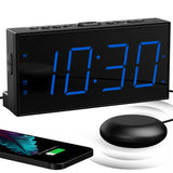 1 x RAW Customer Returns Mesqool Extra Loud Alarm Clock with Bed Shaker, Vibrating Alarm Clock for Heavy Sleepers, Hearing Impaired Deaf Teens, Dual Alarm Clock, Large Display, USB Charger, Dimmer, Snooze - RRP €24.99