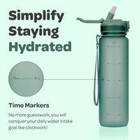 1 x RAW Customer Returns Hydracy Drinking Bottle with Straw and Time Marker - 1L Water Bottle - BPA-Free Drinking Bottle - Leak-Proof Sports Bottle - Condensation-Free for Sports and Outdoors - RRP €22.97