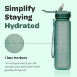 1 x RAW Customer Returns Hydracy Drinking Bottle with Straw and Time Marker - 1L Water Bottle - BPA-Free Drinking Bottle - Leak-Proof Sports Bottle - Condensation-Free for Sports and Outdoor - RRP €22.97