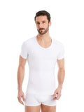 1 x RAW Customer Returns FINN figure-shaping compression shirt for men with tummy control effect - short-sleeved shapewear undershirt made of cotton - body shaper for a flatter stomach white white L - RRP €42.99