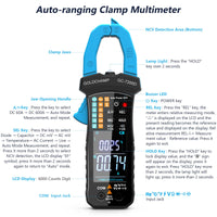 1 x RAW Customer Returns Current Clamp Meter, TRMS Auto Ranging 6000 Counts 400A Clamp Multimeter, AC DC Voltage and Current Test, NCV, Frequency, Resistance, Capacitance, Diodes, Temperature - RRP €46.38