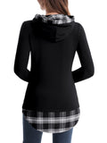 1 x RAW Customer Returns DJT Women s Hoodie Sweat Jacket Hoody Schreag Collar Checked Jumper Black Plaid Medium - RRP €26.16