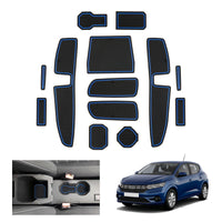 1 x RAW Customer Returns GAFAT Dacia Sandero 3 Sandero Stepway III 2021-2023 2024 anti-slip mats, Sandero 2023 rubber mats, center console mats, door seam mats, Dacia Sandero 3 accessories blue  - RRP €29.49