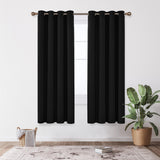 1 x RAW Customer Returns Deconovo Thermal Insulated Blackout Curtains for Living Room Bedroom Modern Thick Curtains with Silver Eyelets 140 x 210 cm Black - RRP €40.66