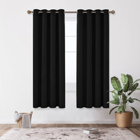 1 x RAW Customer Returns Deconovo Curtain Blackout Eyelet Curtains Bedroom Thermal Curtain Cold Protection Eyelets, 200x140 cm Height x Width , Black, Set of 2 - RRP €43.95