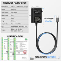3 x RAW Customer Returns Miuzei 5.1V 5A power supply for Raspberry Pi 5 27W USB-C Type C Power Supply 100-240V 50 60 Hz, PD GaN adapter for Raspberry Pi 5 4GB 8GB, protection against overvoltage and overcurrent 1.2m cable black - RRP €45.36