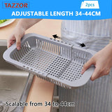 3 x Brand New TAZZOR Kitchen Sink Strainer 2 Pieces Sink Drainer with Towel Holder Adjustable Sink Strainer, Sink Organizer, BPA Free Sink Drainer for Washing Fruits and Vegetables - RRP €57.6