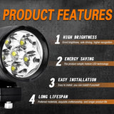 1 x RAW Customer Returns Kairiyard Pair Motorcycle Round LED High Beam EVO 45W 6000K 6000lm Additional Light Motorcycle High Beam Headlight Fog Light for Moto Quad with Switch and Bracket 12V-90V - RRP €32.4