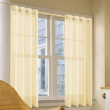 3 x Brand New Pwsap set of 2 voile curtains in linen look, baby yellow curtains scarves eyelet curtain eyelet scarf transparent curtain semi-transparent with eyelets for living room bedroom children s room 140 x 150 cm - RRP €58.98