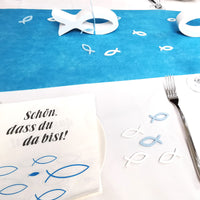 9 x Brand New 32 pieces napkins fish blue turquoise 60 pieces wooden fish decoration 18 balloons, baptism decoration boy, napkins for boy confirmation communion baptism table decoration, napkins baptism decoration table decoration blue  - RRP €90.63