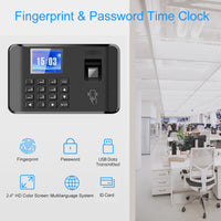 1 x RAW Customer Returns Bisofice Time Attendance Fingerprint Password Attendance Machine Employee Intelligent Biometric Fingerprint Time Clock for Small Business, 11 Languages, USB Data Export - RRP €53.76