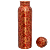 1 x RAW Customer Returns Zap Impex Copper Water Bottle for Ayurveda Benefits Small Floral Print Design Travelers Water Bottle Joint Free 900ml - RRP €22.55