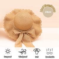 1 x RAW Customer Returns Kunyeah Girls Straw Hat Wide Brim Sun Visor Hats Bowknot Sun Hat for Holiday Travel Outdoor Activities - RRP €18.14