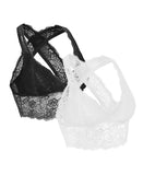 1 x Brand New SHEKINI Bralette Women s Lace Floral Bra without Underwire with Padded Elegant Bustier Backless Deep Neck Cross Back Pack of 2 - RRP €26.99