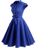 1 x RAW Customer Returns Wedtrend Women 1950s Audrey Hepbun Vintage Polka Dots Cocktail Dress WTP10007Royal Blue M - RRP €39.99