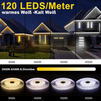 1 x RAW Customer Returns TENDIST Outdoor LED Strip From Warm White to Cold White, Compatible Alexa White 24V Dimmable Waterproof LED Strip, Adhesive for Outdoor Lights, Kitchen 15M waterproof, 3000k-6500k  - RRP €45.37