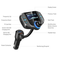 1 x RAW Customer Returns Bluetooth FM transmitter with 1.7 inch display and two USB ports black  - RRP €26.21