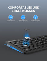 1 x RAW Customer Returns TECKNET Slim Wireless Keyboard, German Layout QWERTZ, 2.4 GHz, 78 Keys Mini Wireless Keyboard with Nano USB Receiver for Windows 11 10 8 7 Vista XP and Android Smart TV - Black - RRP €18.99